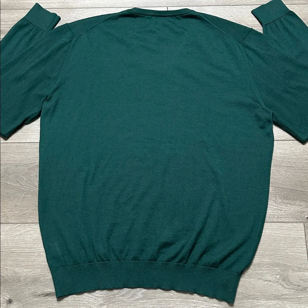 Trillion Estivo Cashmere Silk‎ Lightweight V-Neck Long Sleeve Sweater Green XL